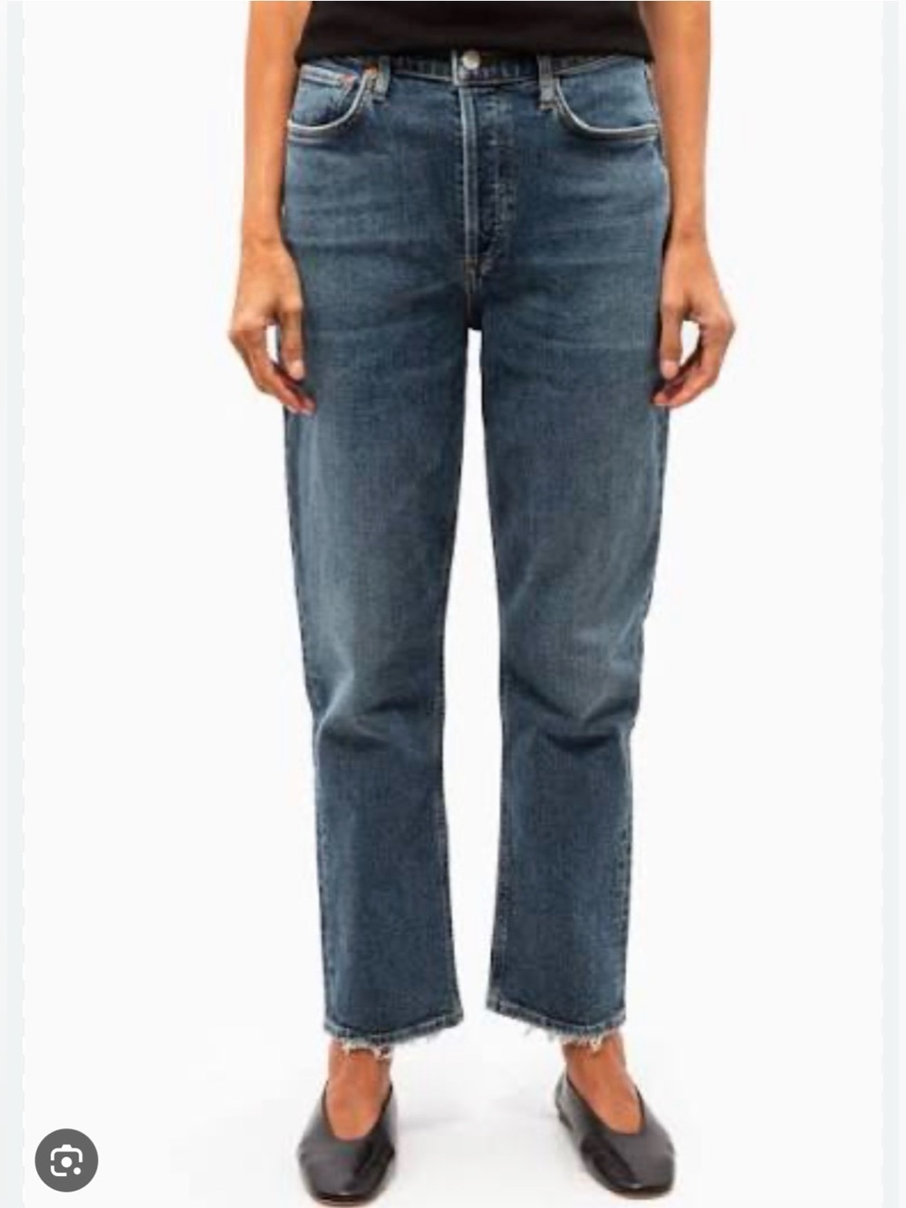 Agolde High Rise Straight Leg Jeans Raw Hem Cropped Denim Size 32